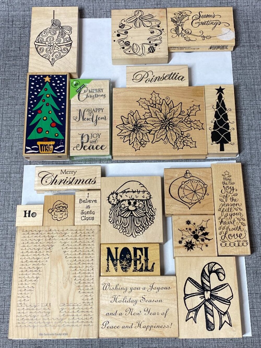 RARE UNIQUE VTG Wood Rubber Stamps Christmas Safire Designs 22pc Lot Bundle